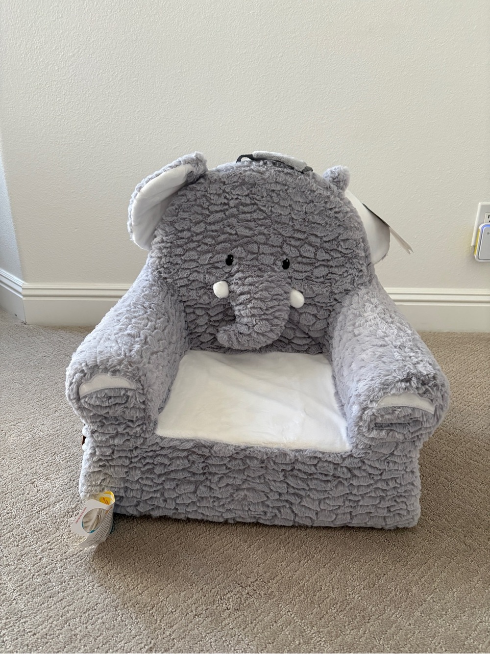 NWT Plush Elephant Kids Chair - Gray